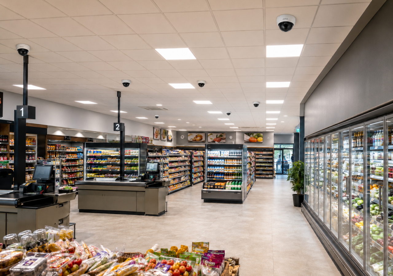 Vidéosurveillance pour supermarchés et grandes surfaces en Île-de-France